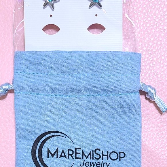 Starfish Earrings/Silver/Aqua/Turquoise/Cute Starfish Earrings/Studs/Gift - Picture 11 of 13